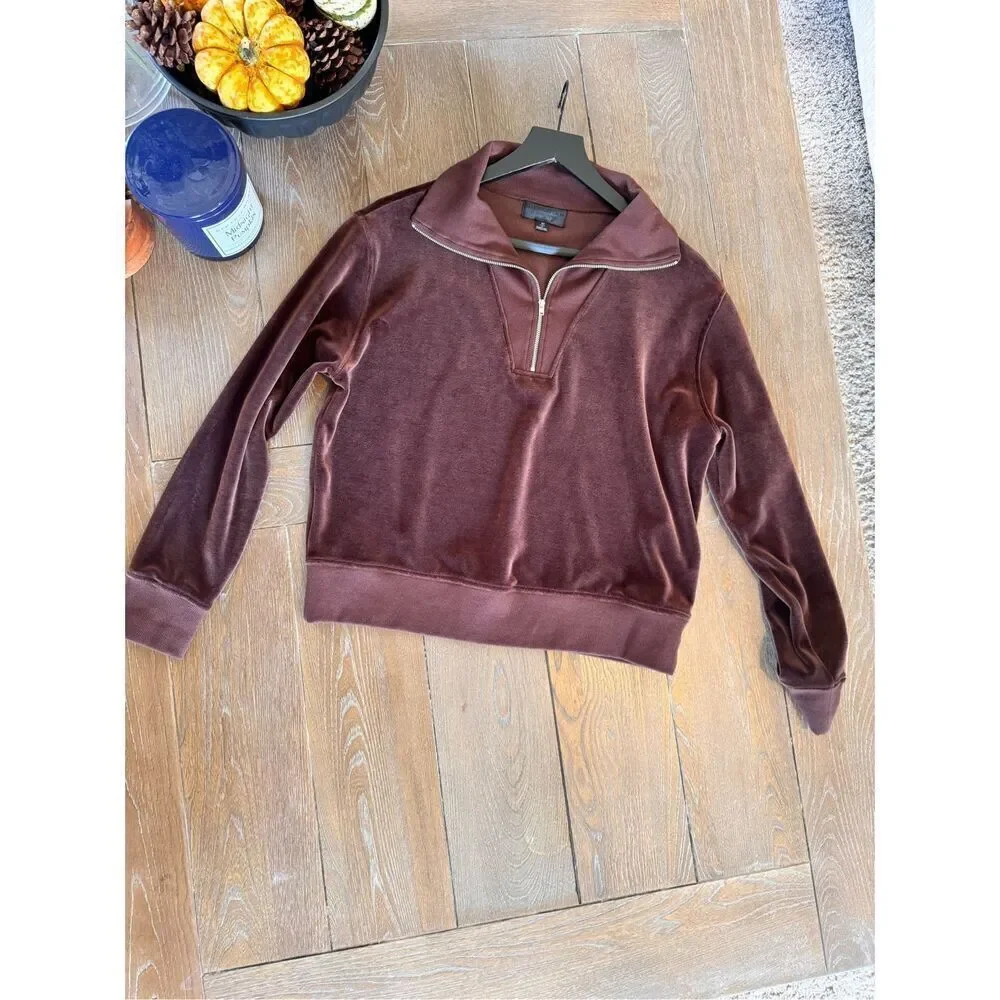 NILI LOTAN Bentley Quarter‎ Zip Sweatshirt Size Medium